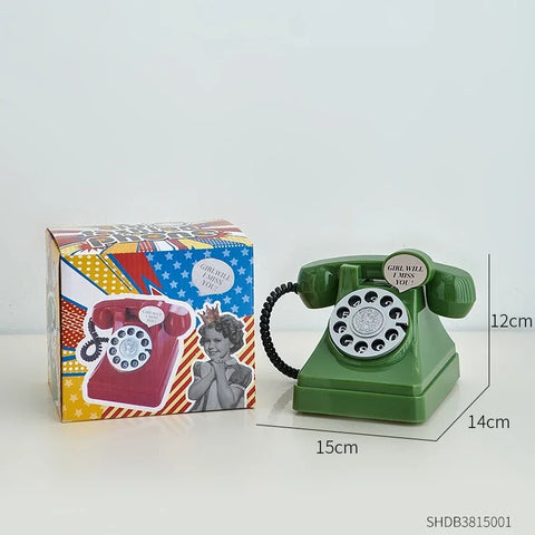 Phone Money Saving Box Sculpture – Retro Telephone Piggy Bank for Bedroom and Office Decor