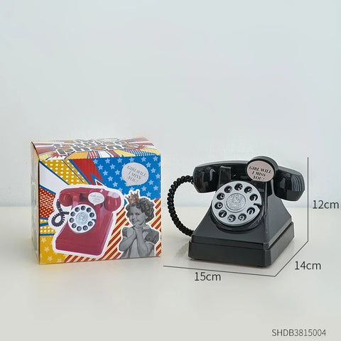 Phone Money Saving Box Sculpture – Retro Telephone Piggy Bank for Bedroom and Office Decor