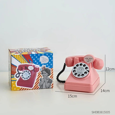 Phone Money Saving Box Sculpture – Retro Telephone Piggy Bank for Bedroom and Office Decor