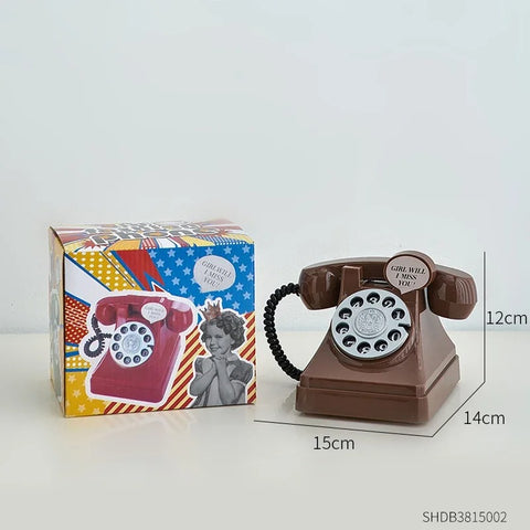Phone Money Saving Box Sculpture – Retro Telephone Piggy Bank for Bedroom and Office Decor